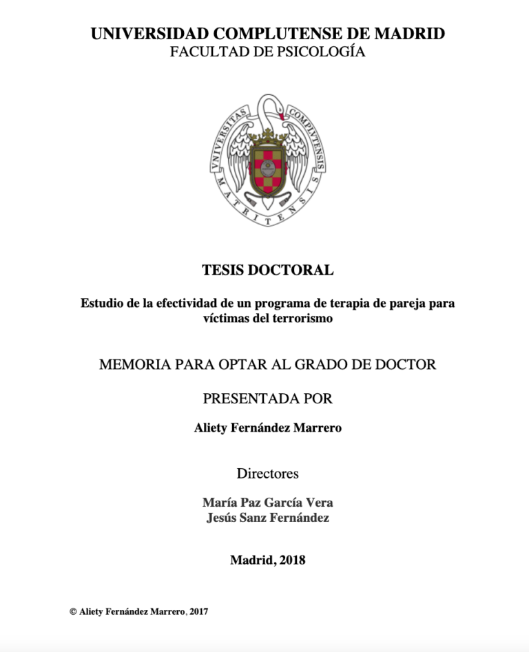 Estudio de la efectividad de un programa de terapia de pareja para víctimas del terrorismo